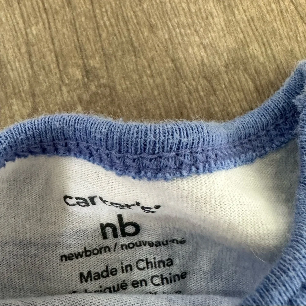Newborn Carter’s Baby Boy matching outfit set clothes & two pampers diapers